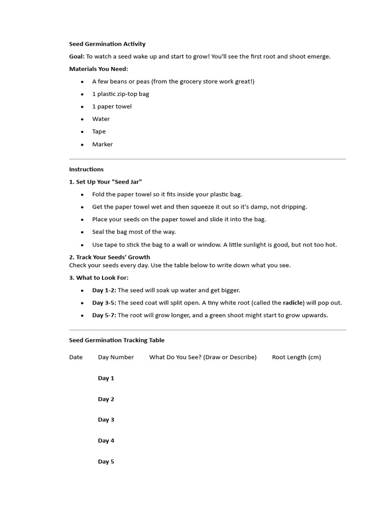 Seed Germination Tracking Guide | PDF | Seed | Botany