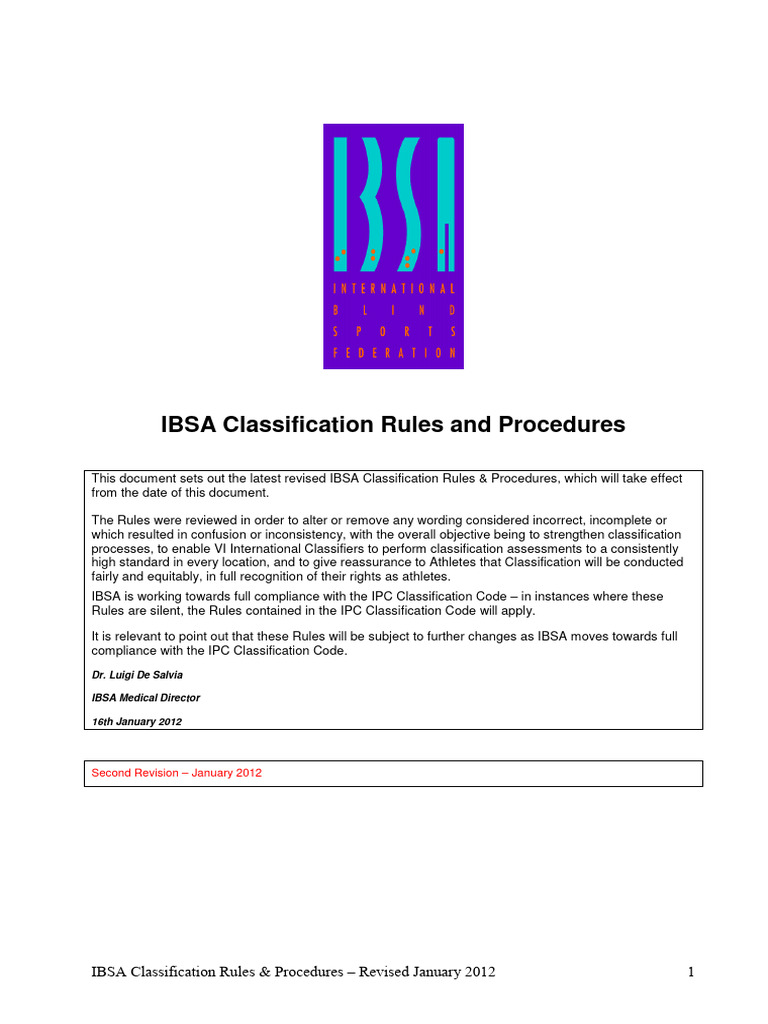 IBSA Classification Rules Overview | PDF