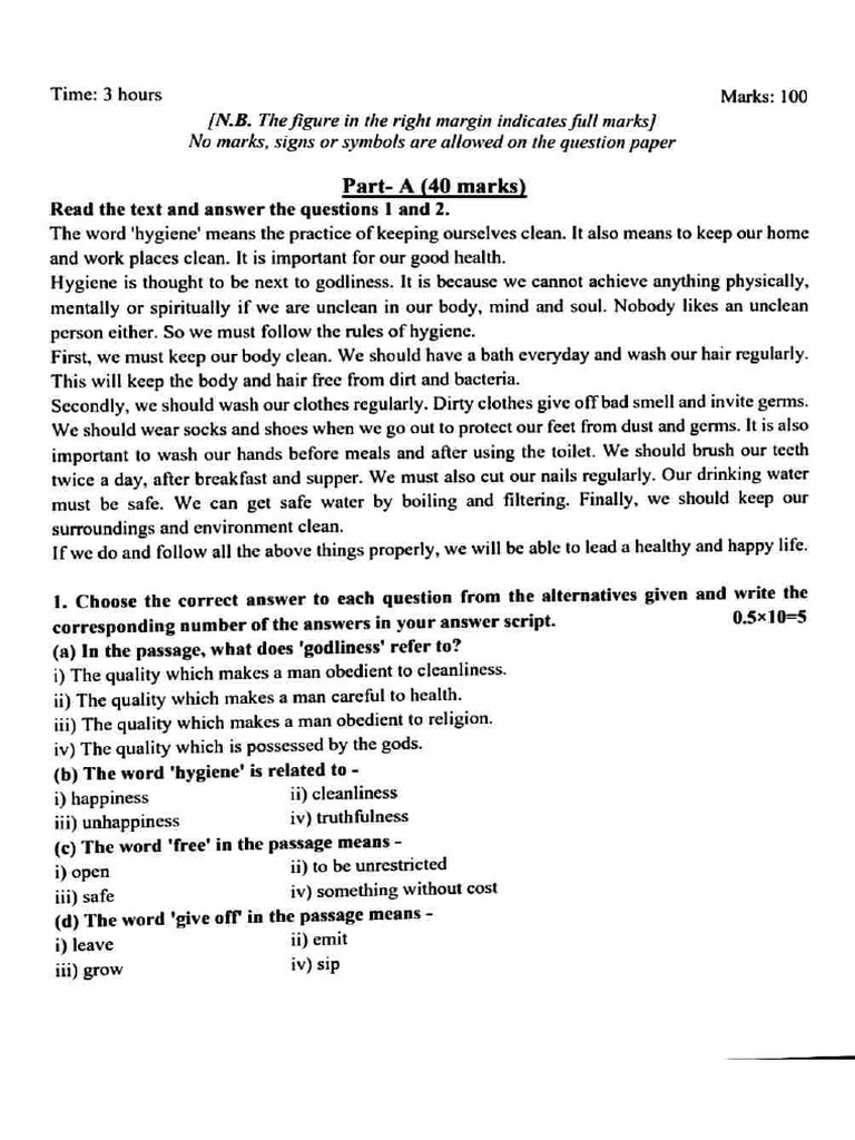 English Model Question | PDF