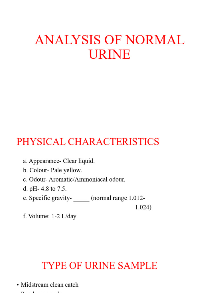Normal Urine Analysis Guide | PDF | Urine | Urea