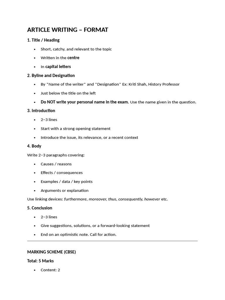Article, Report Writing Cbse-1 | PDF | Mental Health | Road Traffic Safety