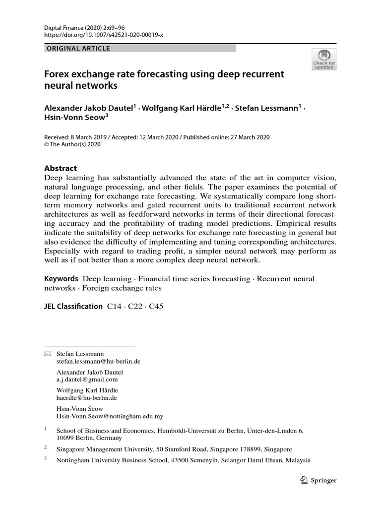 Forex Rate Forecasting with Deep Learning | PDF