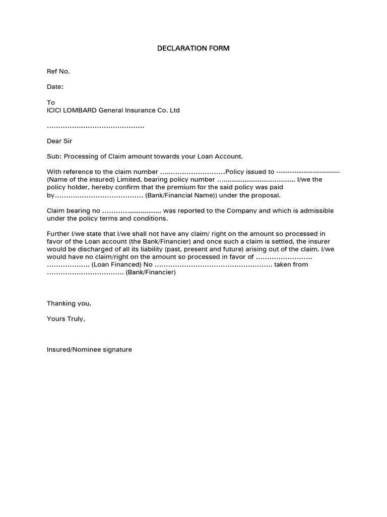 Claim Processing Declaration Form | PDF