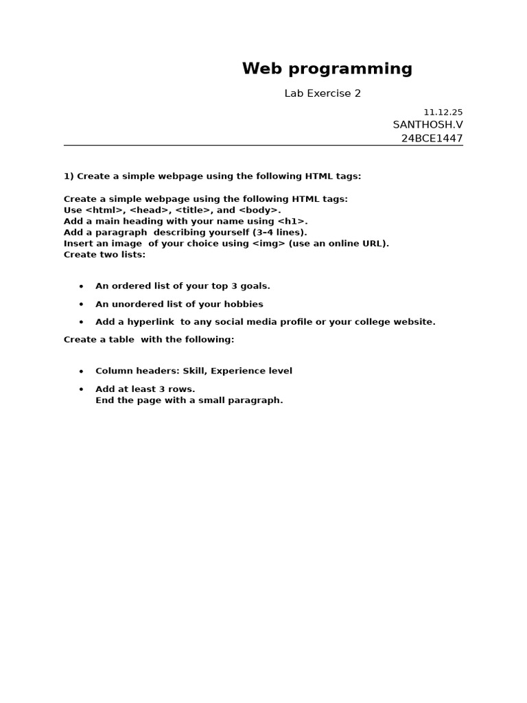 Web Programming Lab Exercise Guide | PDF