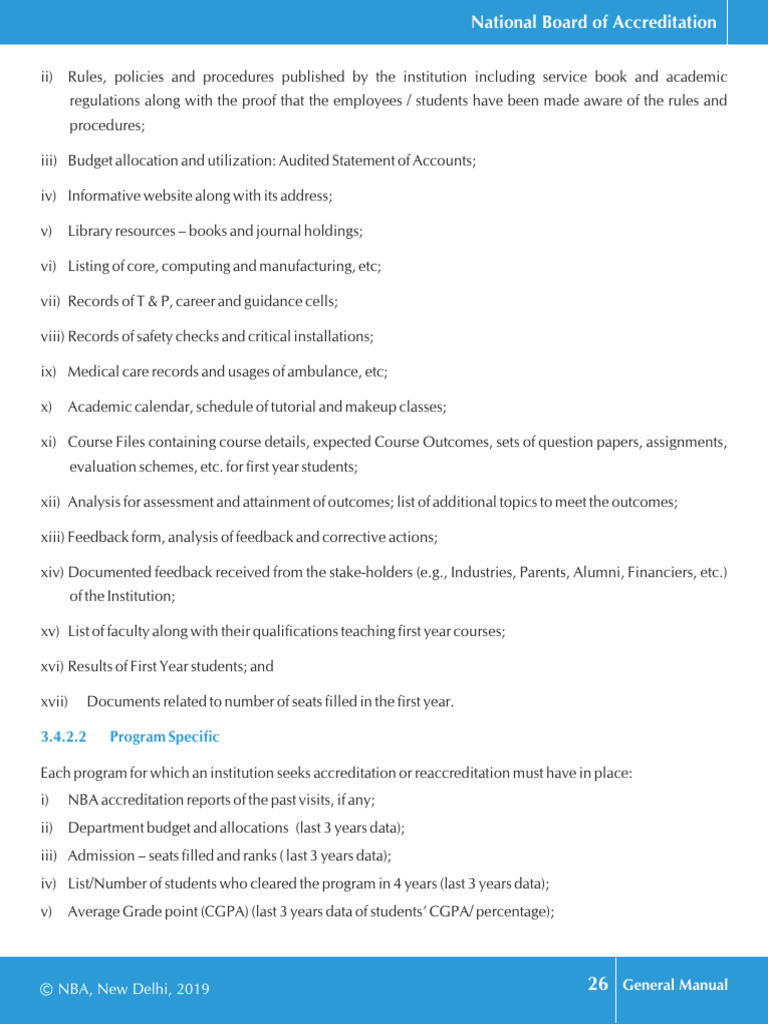 NBA Accreditation Document Checklist | PDF