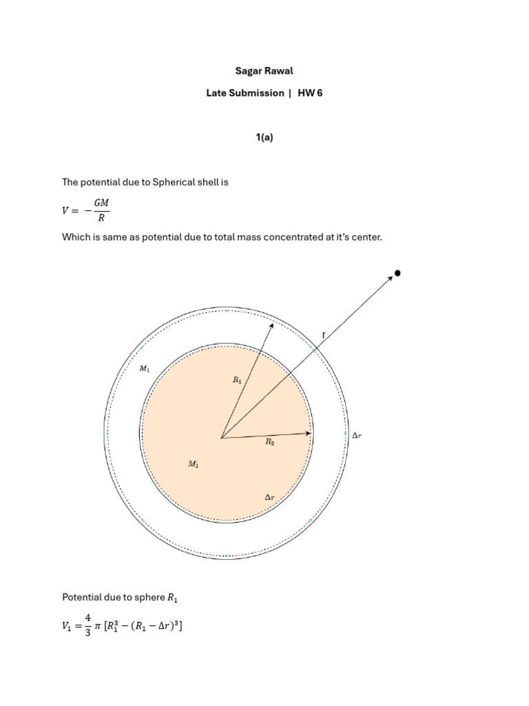 Gravitational Potential of Spherical Shells | PDF | Motion (Physics ...