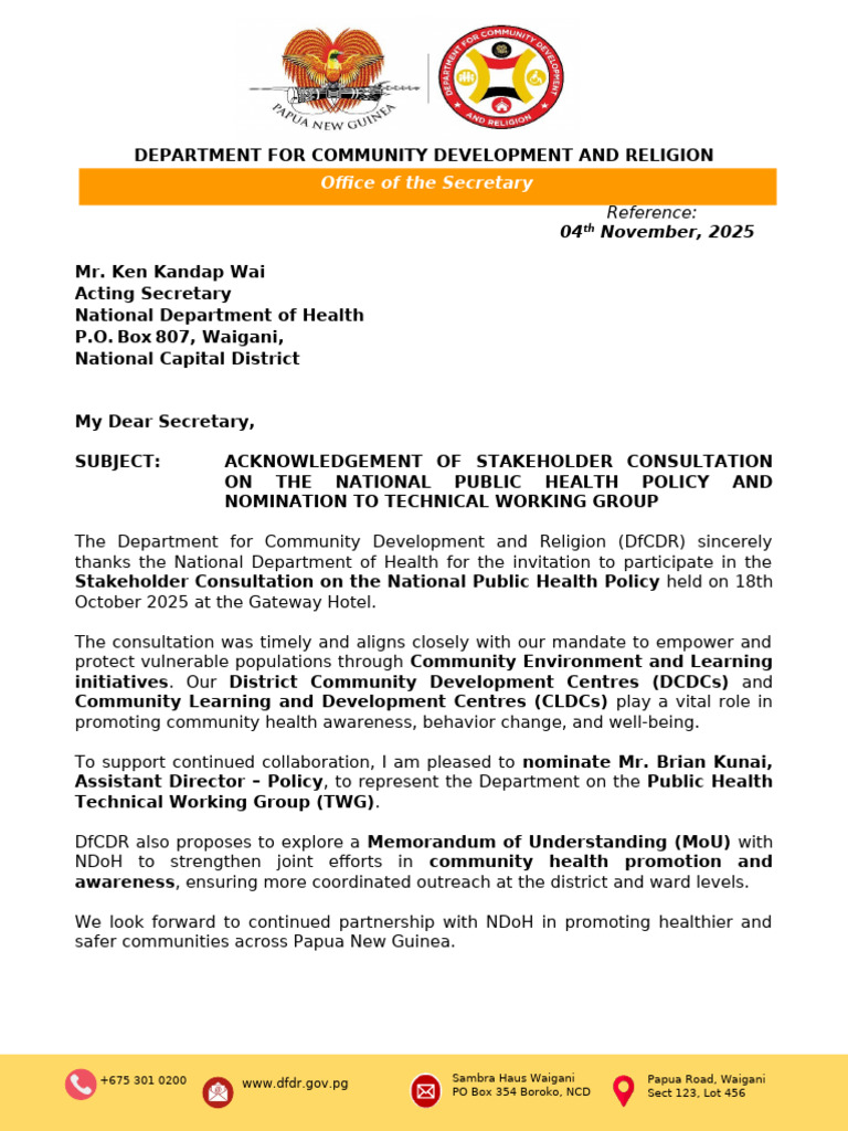 Nomination To NDoH TWG | PDF