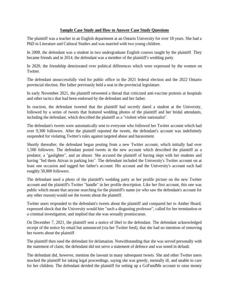 Defamation Case Study Analysis | PDF | Defamation | Lawsuit