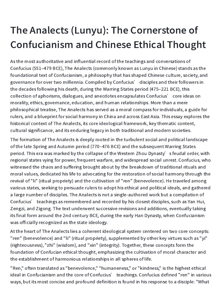 The Analects: Foundations of Confucianism | PDF | Analects | Confucianism