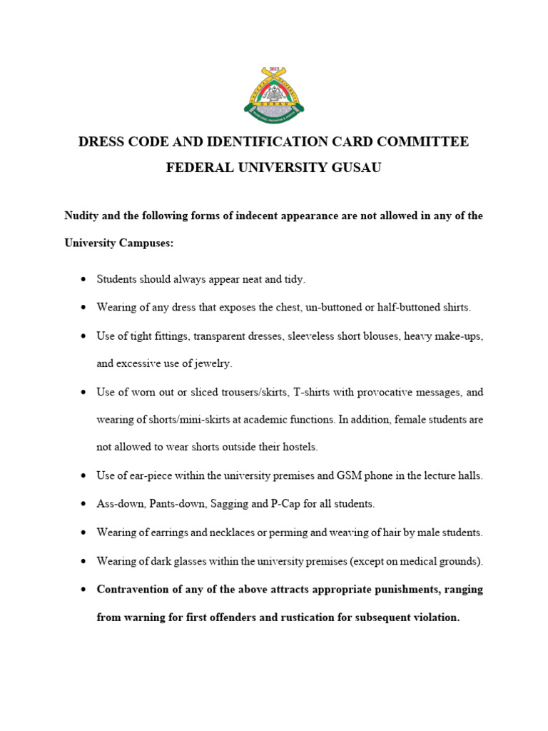 Dress Code and Identification Card Committee (191) - 2 | PDF