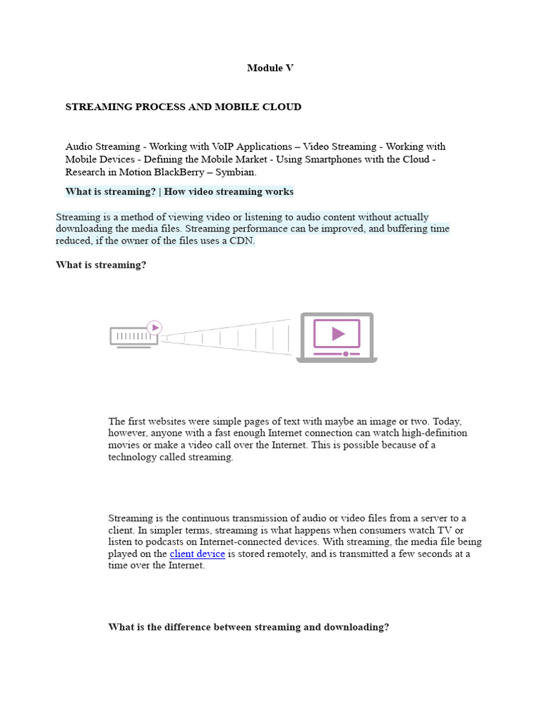 Mobile Cloud Streaming Explained | PDF | Cloud Computing | Streaming Media