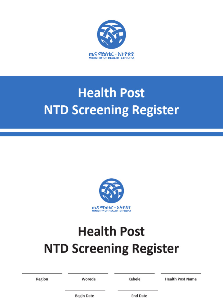 NTD Screening Register Cover and Next To Cover Page | PDF