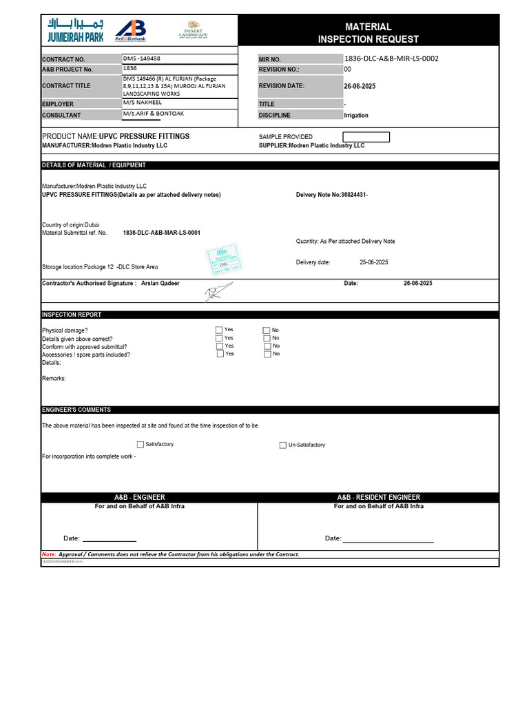 UPVC Pressure Fittings Inspection Report | PDF | Specification ...