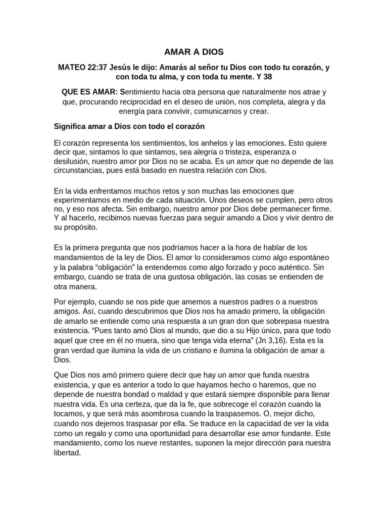 Amar a Dios Clave de la Fe Cristiana PDF Amor