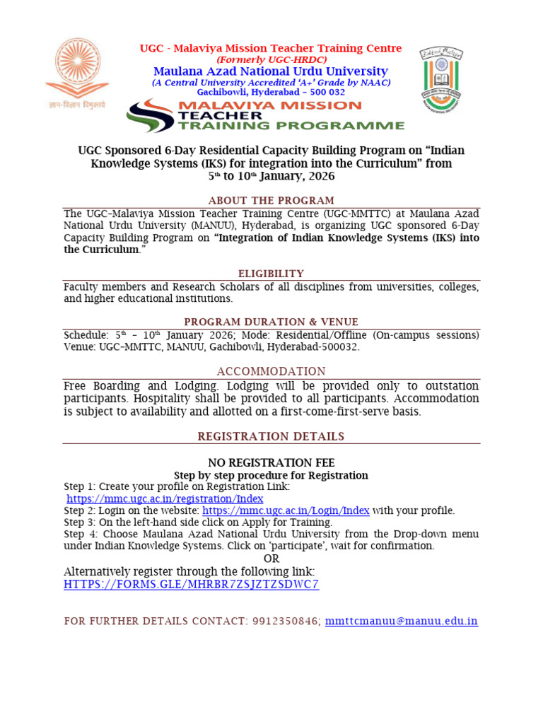 UGC IKS Capacity Building Program 2026 | PDF
