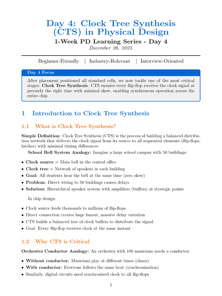 Clock Tree Synthesis in Physical Design | PDF | Electronic Design ...