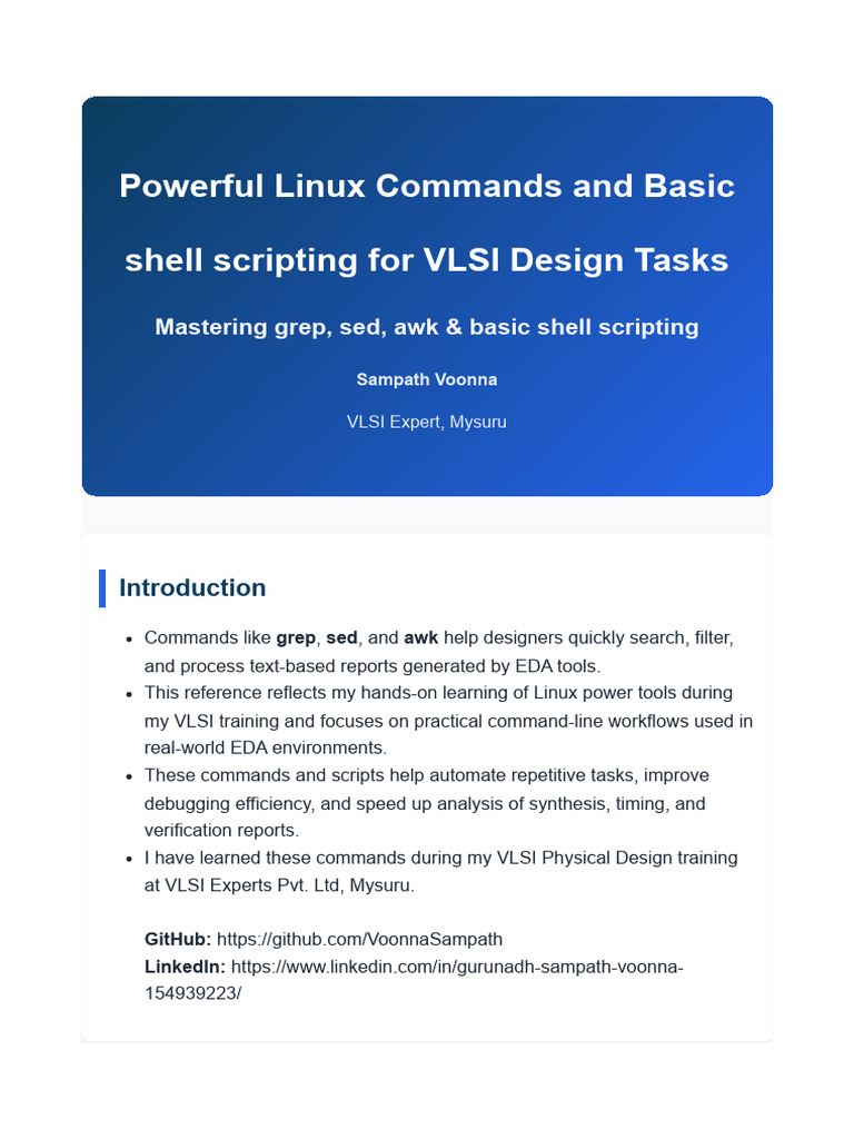 Linux Commands for VLSI Design Tasks | PDF | Computing | Software ...