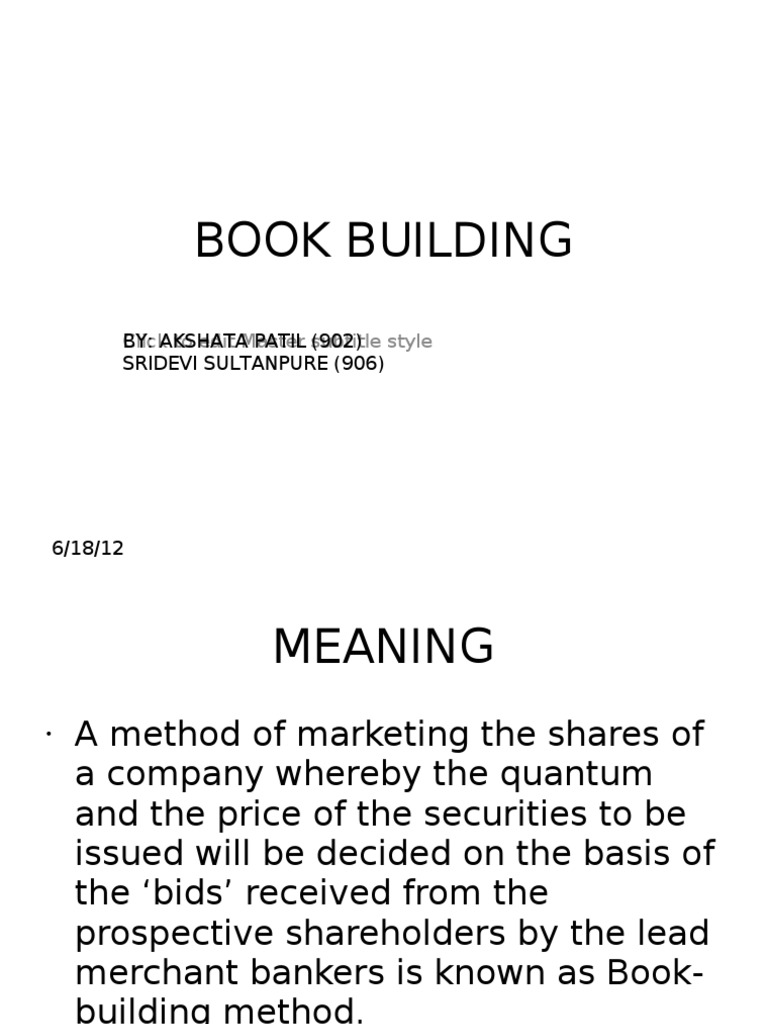 Book Building: Click To Edit Master Subtitle Style | PDF | Financial ...
