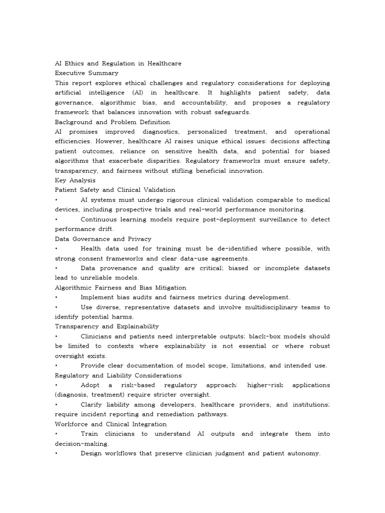 AI Ethics and Regulation in Healthcare | PDF | Artificial Intelligence ...