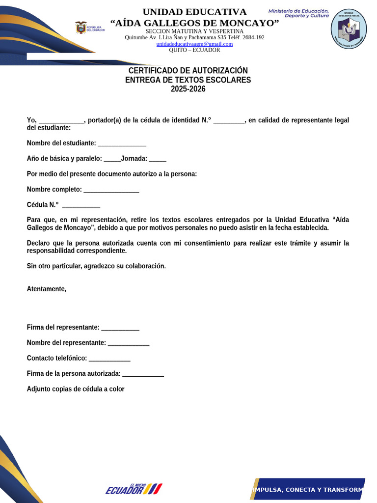 Certificado de Autorización Escolar 2025-2026 | PDF