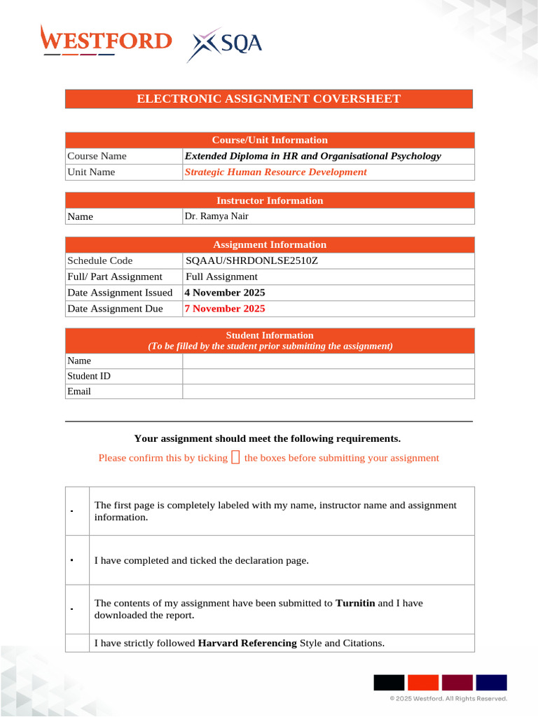 Electronic Assignment Coversheet: Course Name Unit Name | PDF | Human ...