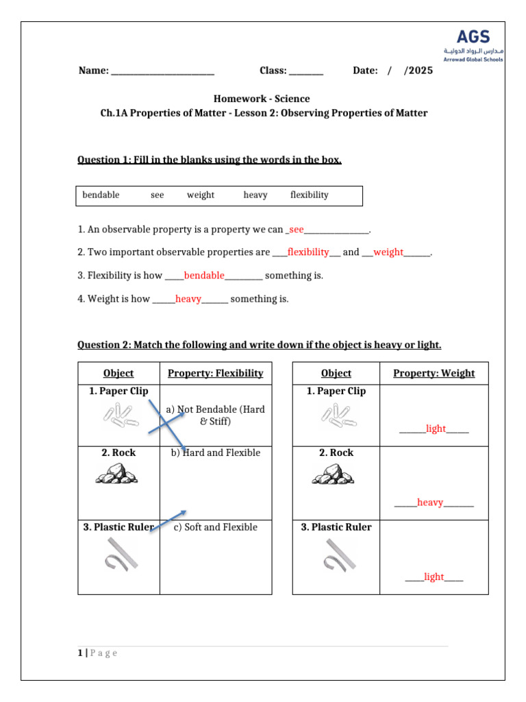 Properties of Matter Homework Guide | PDF