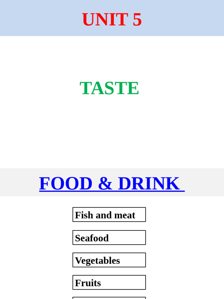 Food and Drink Vocabulary Guide | PDF