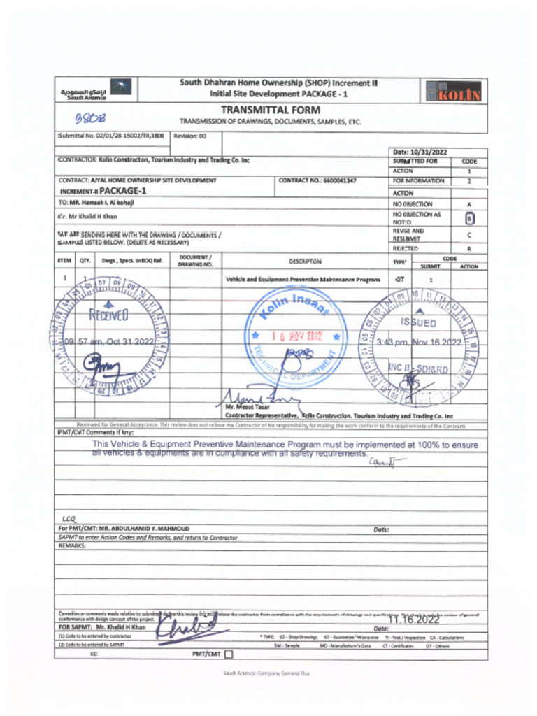 P1 - 3808 - (B) Vehicle and Equipment Preventive Maintenance Program ...
