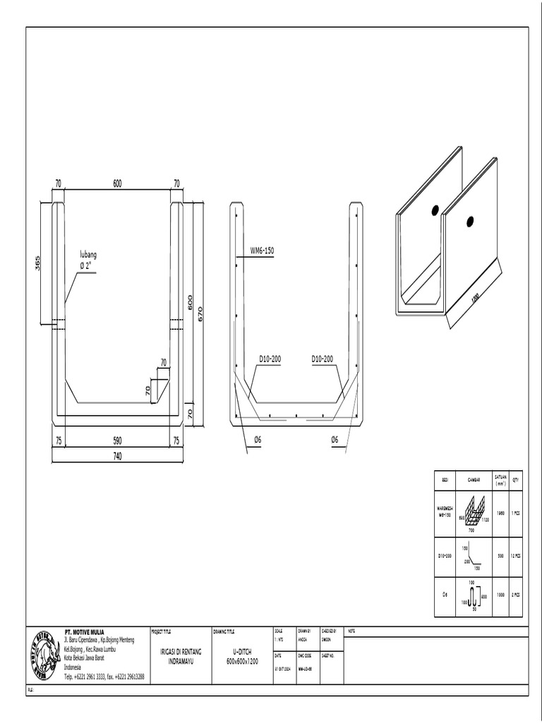 U-Ditch Design Drawings for Irrigation | PDF
