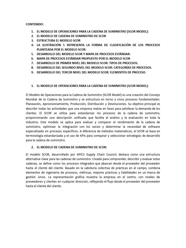 Modelo SCOR para la Cadena de Suministro | PDF | Obtención | Planificación