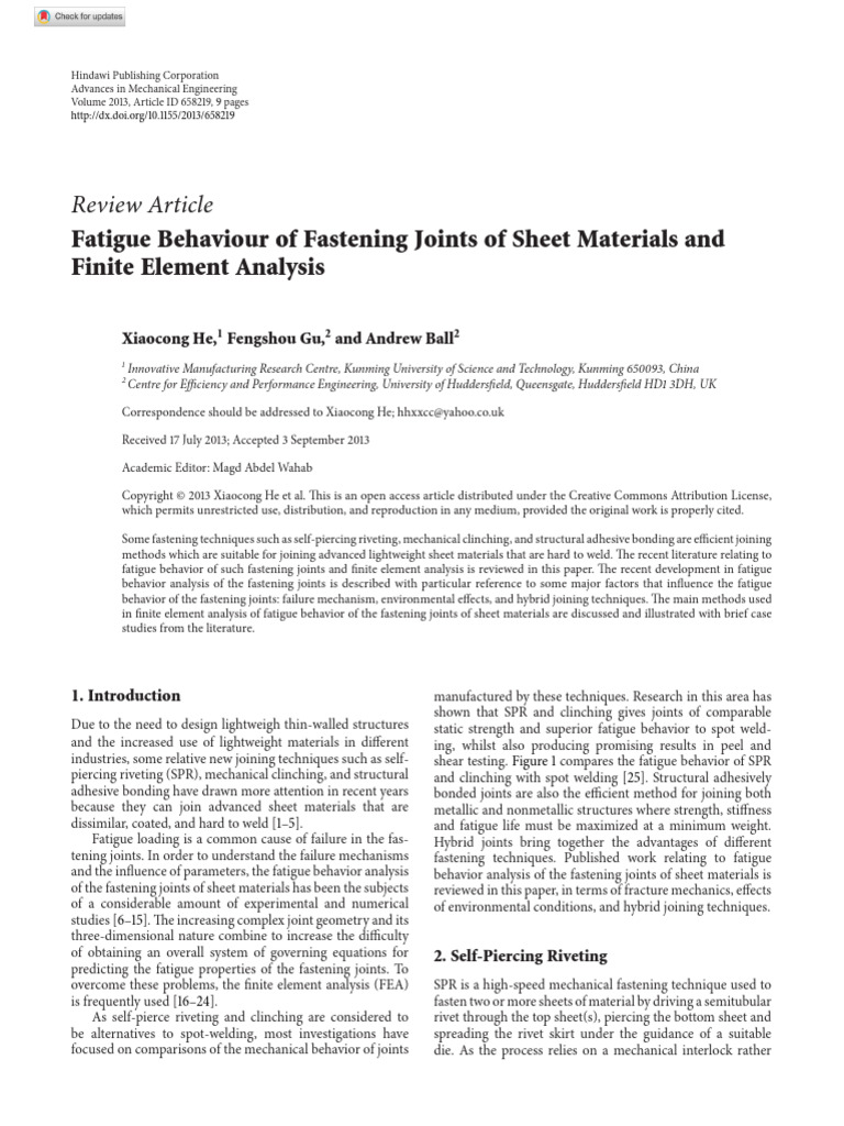 Fatigue Analysis of Fastening Joints | PDF | Fatigue (Material ...