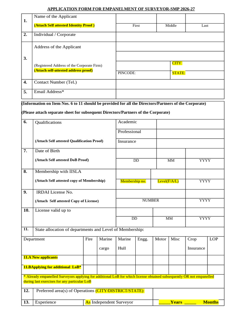 Surveyor Empanelment Application 2026-27 | PDF