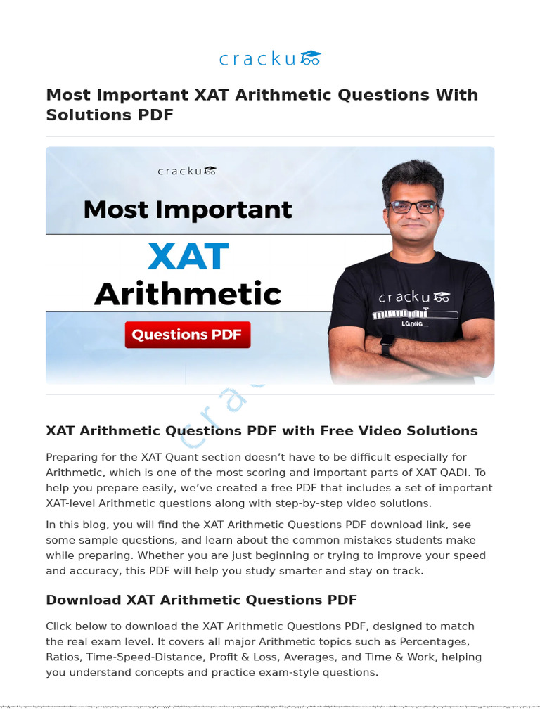 Most Important XAT Arithmetic Questions With Solutions PDF | PDF | Average