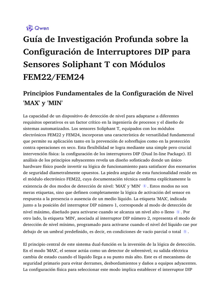Configuración de Interruptores DIP en Sensores Soliphant T | PDF ...