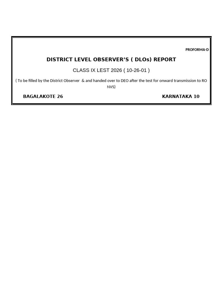 Dlo Report Proforma. - D | PDF