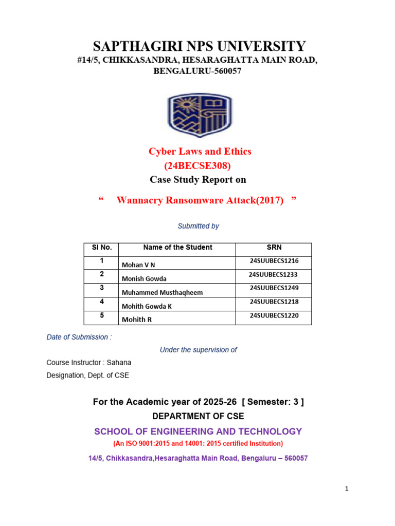 WannaCry Ransomware Case Study Report | PDF | Security | Computer Security