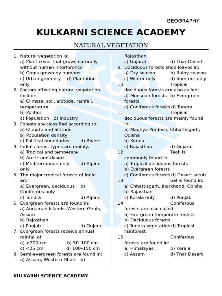 Natural Vegetation of India Explained | PDF | Forests | Tropics