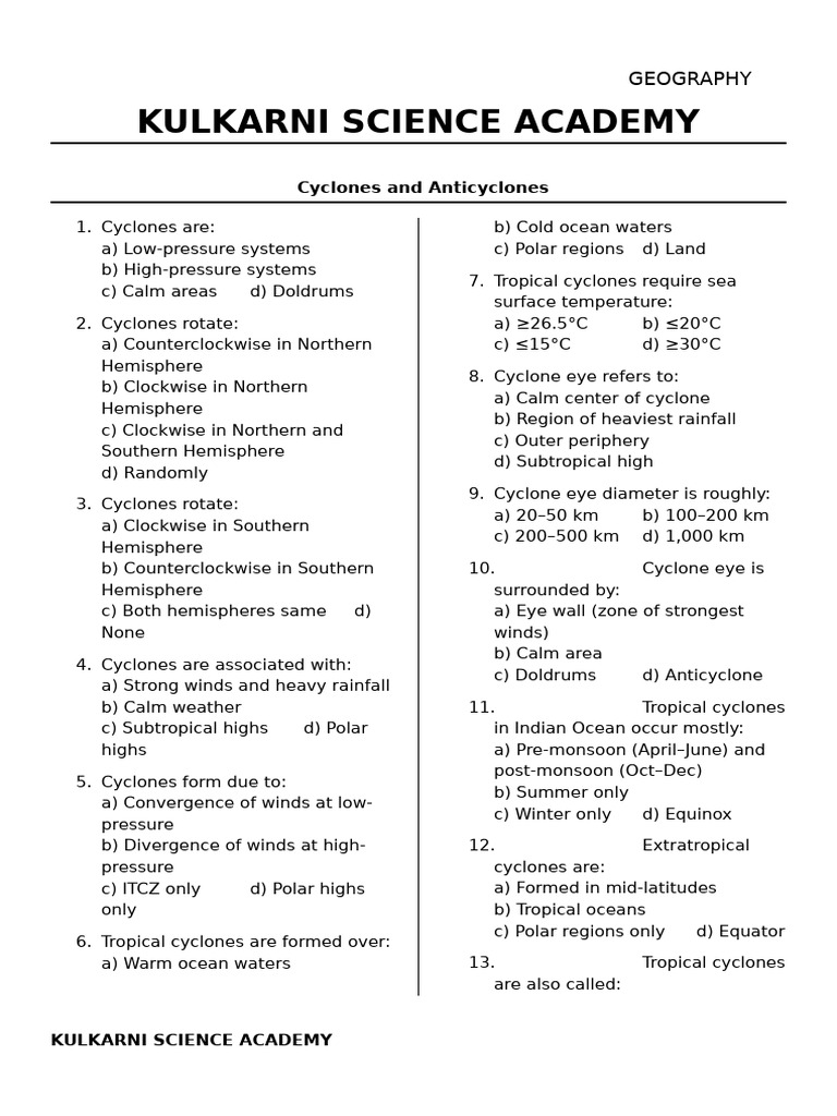 Cyclones and Anticyclones | PDF | Tropical Cyclones | Cyclone