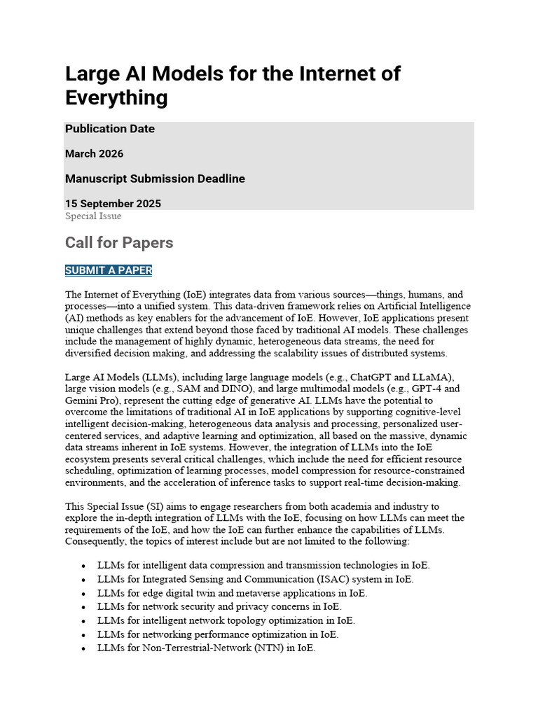 Large AI Models in Internet of Everything | PDF | Artificial ...