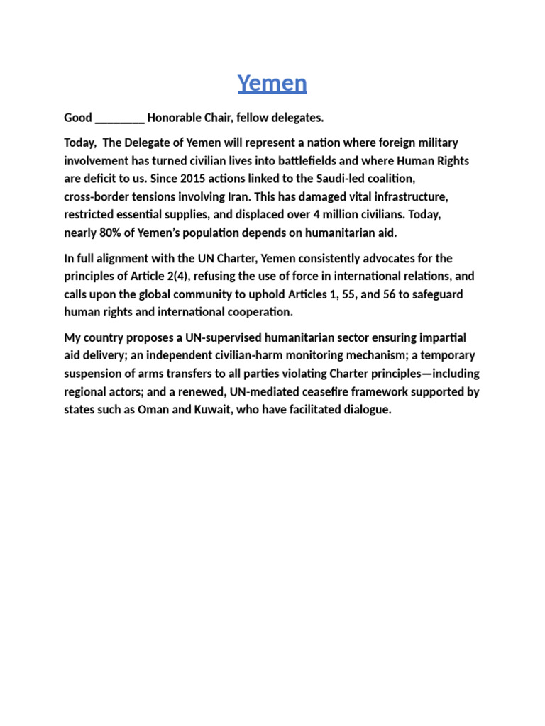 Yemen's Humanitarian Crisis and Solutions | PDF