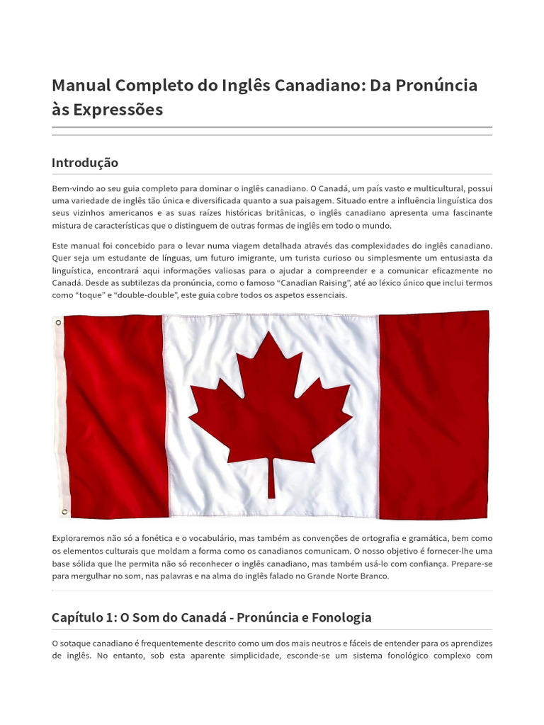Guia do Inglês Canadiano: Pronúncia e Vocabulário | PDF | Canadá ...