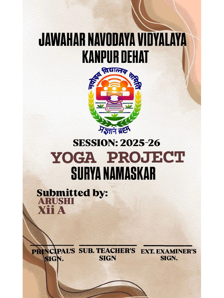 Class 12 Yoga Project File On Surya Namaskar | PDF