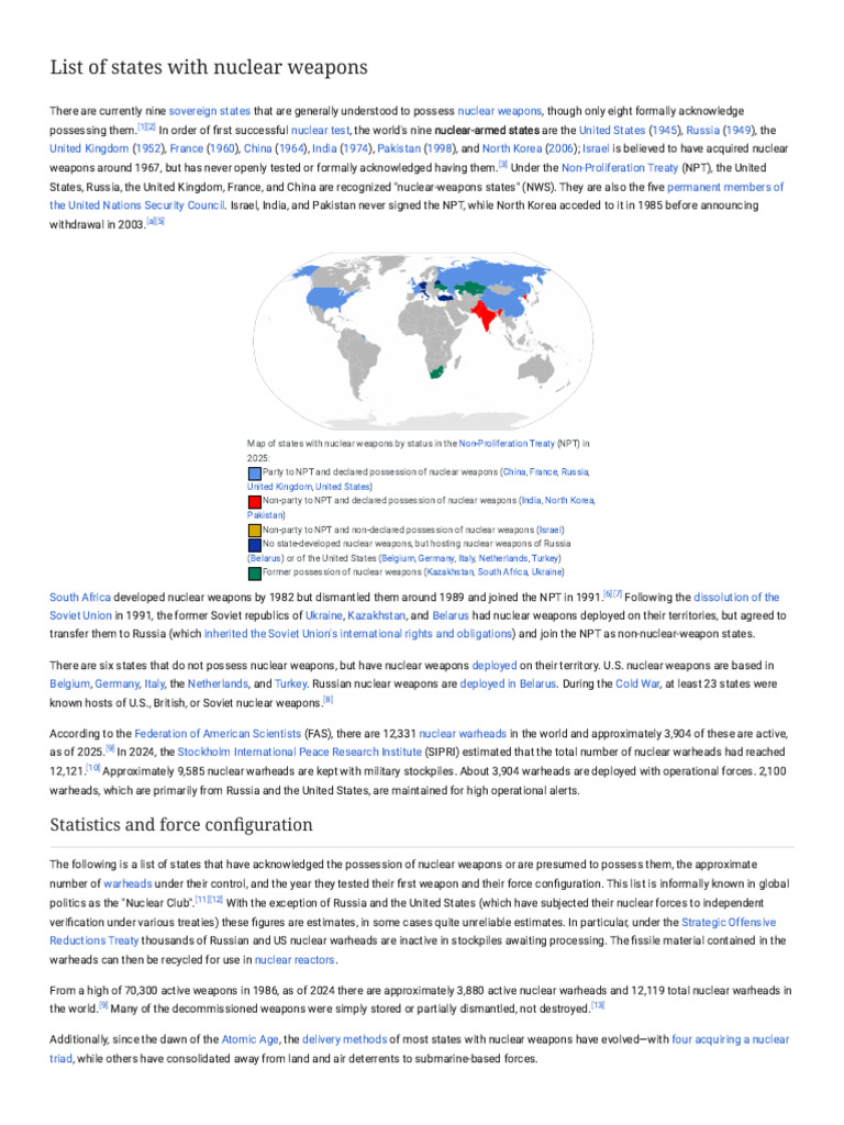 Nuclear Weapons States Overview 2023 | PDF | Treaty On The Non ...