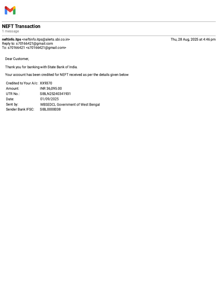 NEFT Transaction Confirmation Notice | PDF