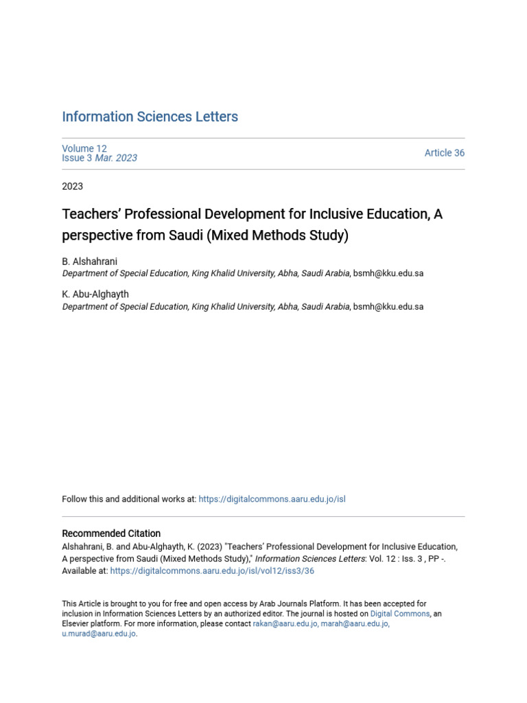 Teachers - Professional Development For Inclusive Education A Per | PDF ...