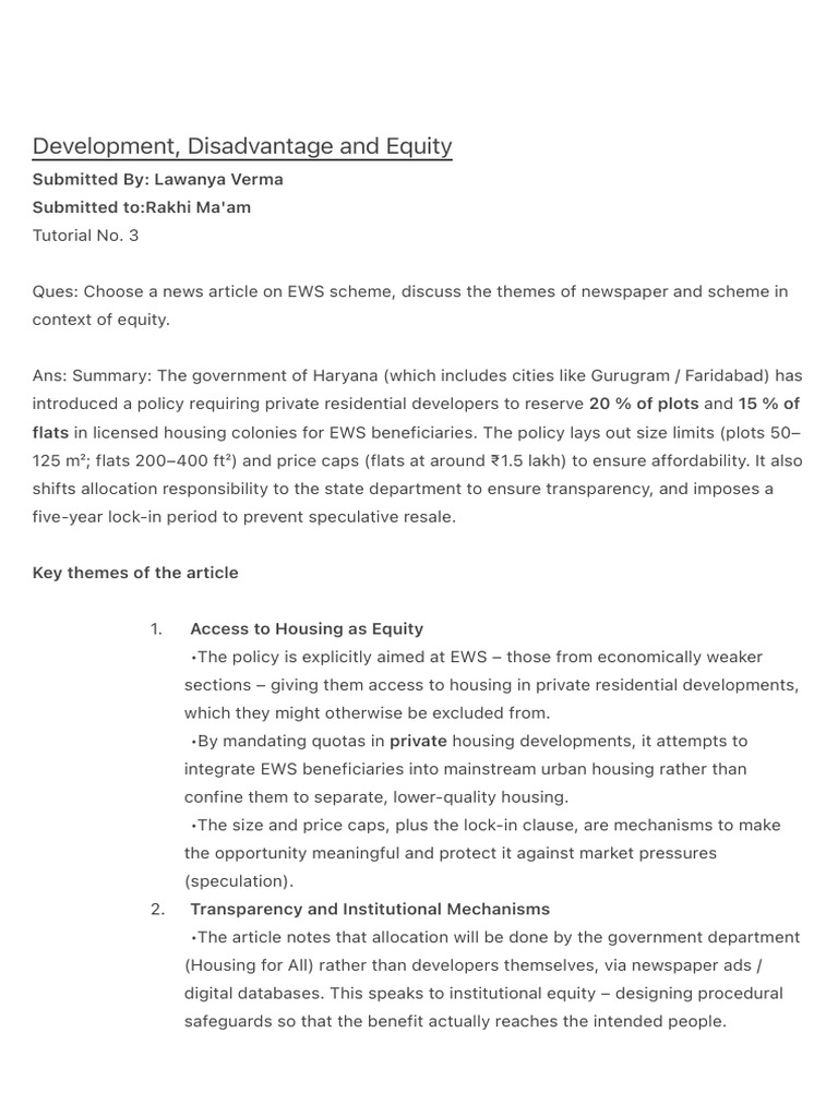 EWS Housing Policy: Equity and Access | PDF | Policy | Equal Opportunity