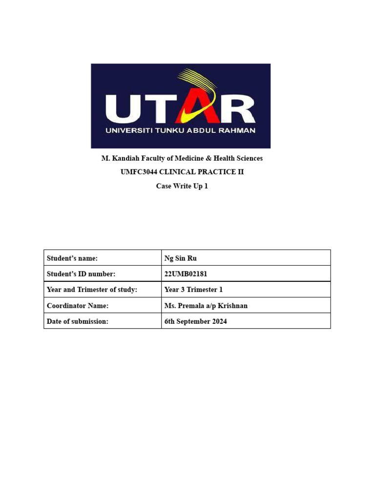 NG Sin Ru - Cpii - Case Write Up 1 | PDF