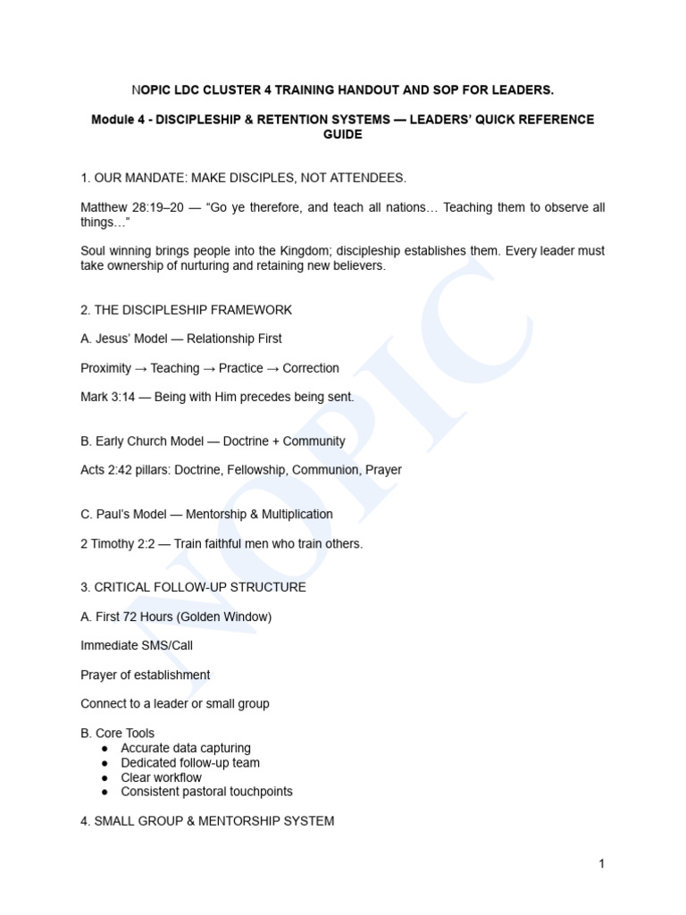 Cl4-m4 Discipleship & Retention Systems | PDF | Disciple (Christianity)