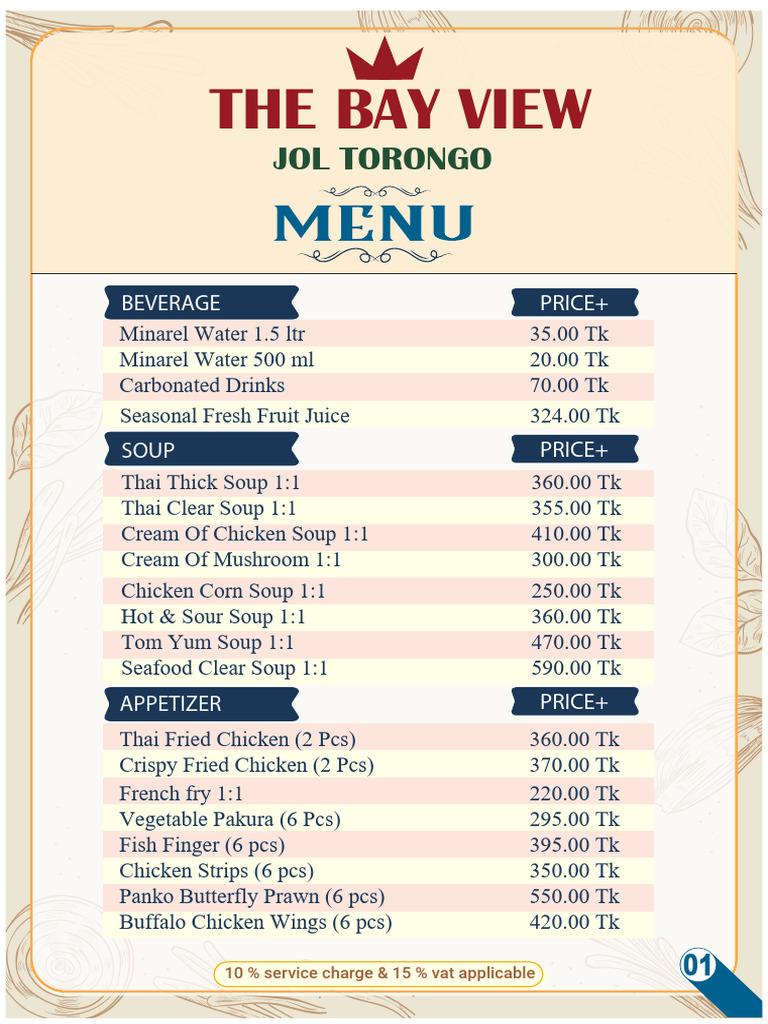 Bay View Restaurant Menu Prices | PDF | Curry | Indian Cuisine