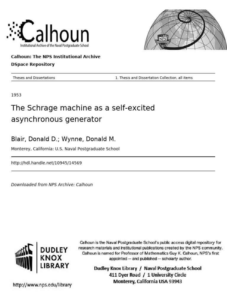Schrage Machine Asynchronous Generator Study | PDF | Electric Motor ...